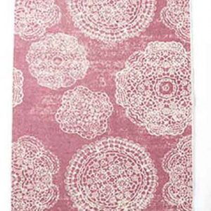 Floor Rug with Tassel Edge and Print (pink)- 90x60cm